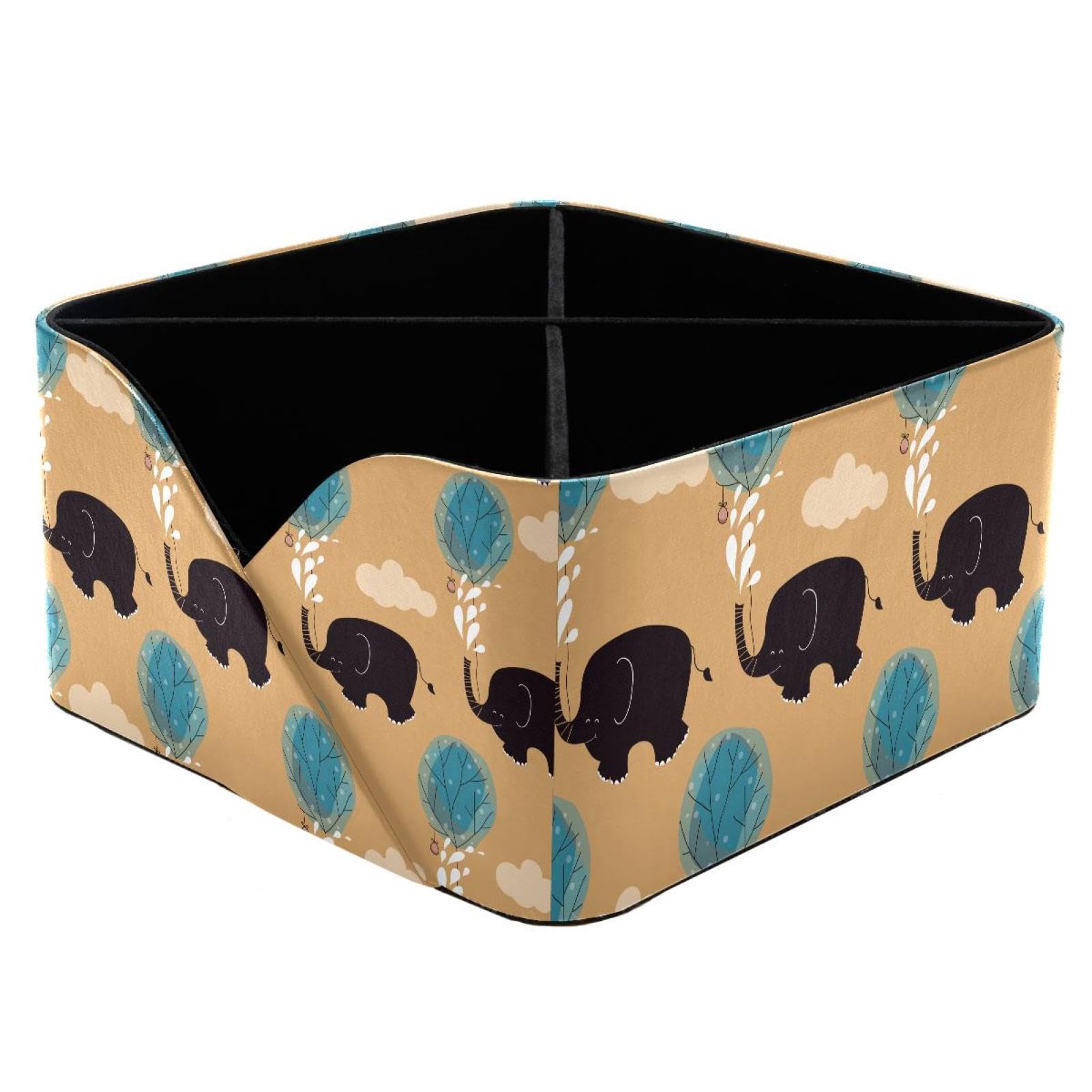 KengjuTesu Nature Elephant Tree Desktop Organizer Pen Holder, Rectangular Pencil Cup for Office, Study and Makeup Stations