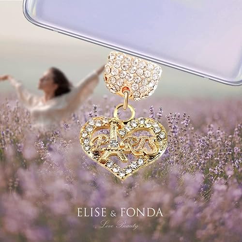 Miniatura 2 de ELISE & FONDA TP163 Tipo-C Puerto de carga USB Cristal Anti Polvo Plug París Love Heart Teléfono Celular Charm para SamsungHuaweiOnePlusXiaomioppo