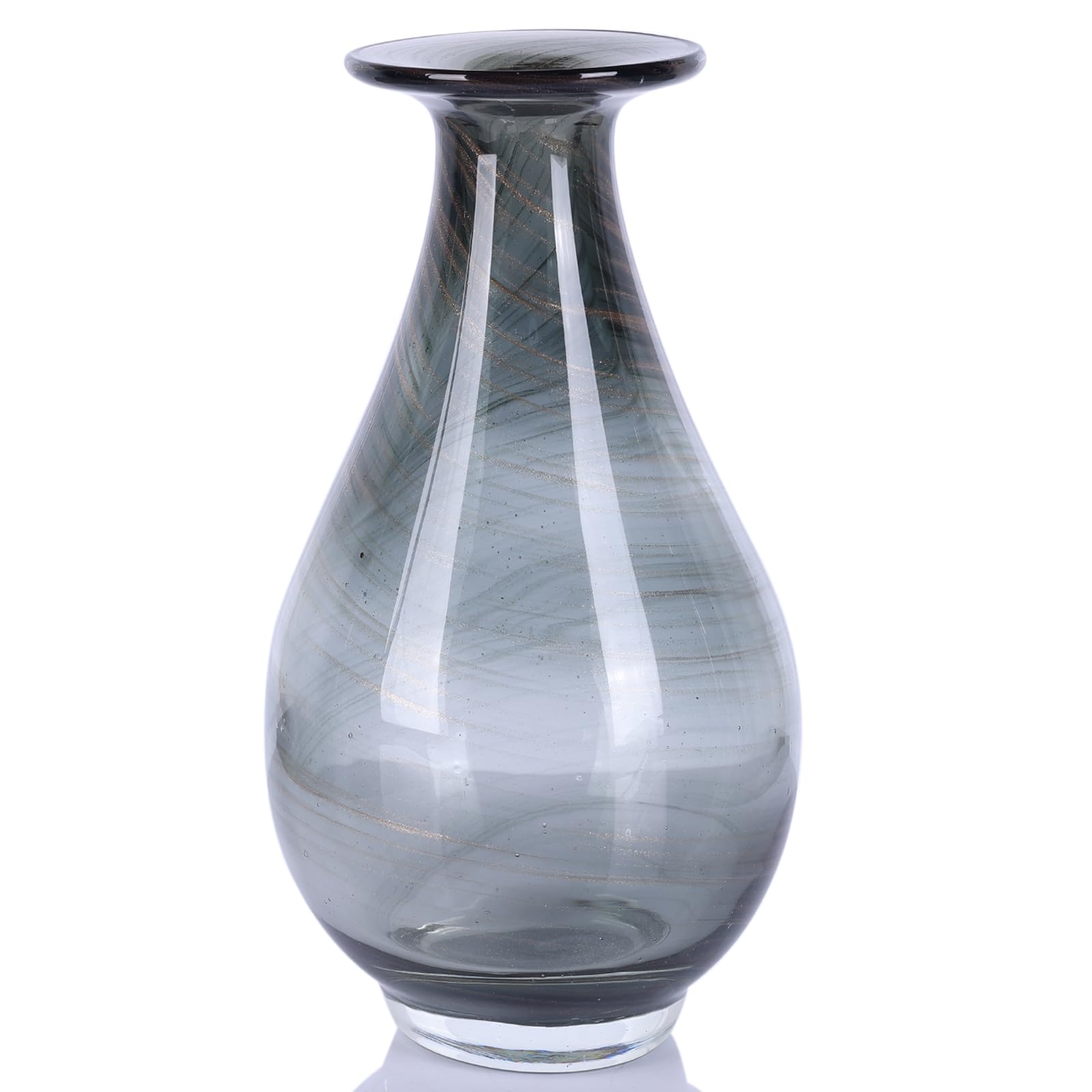 Vase en verre de style Murano gris fumé fait main pour sublimer la maison