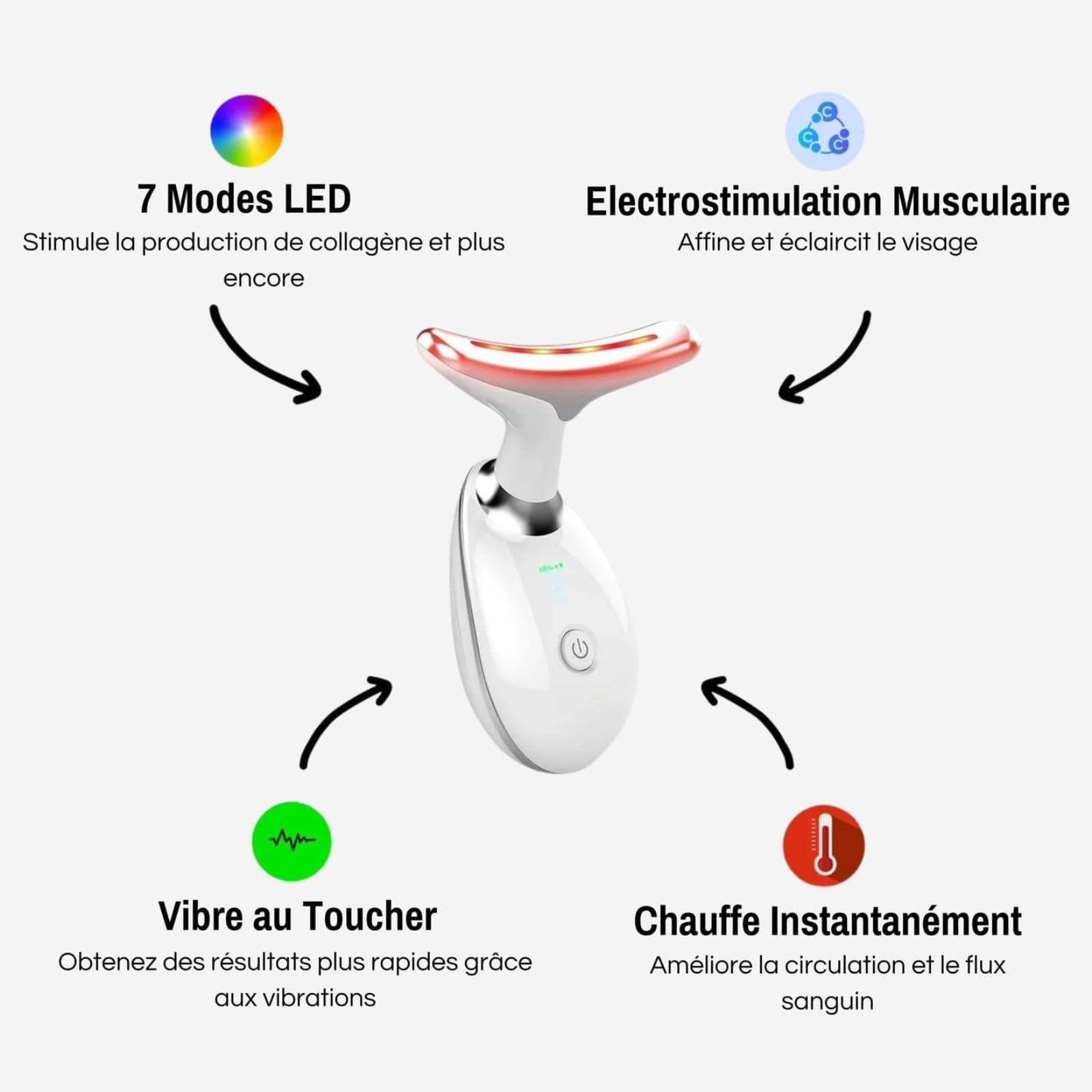Skinova Beauty Lumi Beauty 7 Lumières Masseur Facial Anti-rides Avec Lifting, Nettoyage Et Lumière LED 7 Couleurs, Appareil Anti Rides Visage (Noir)