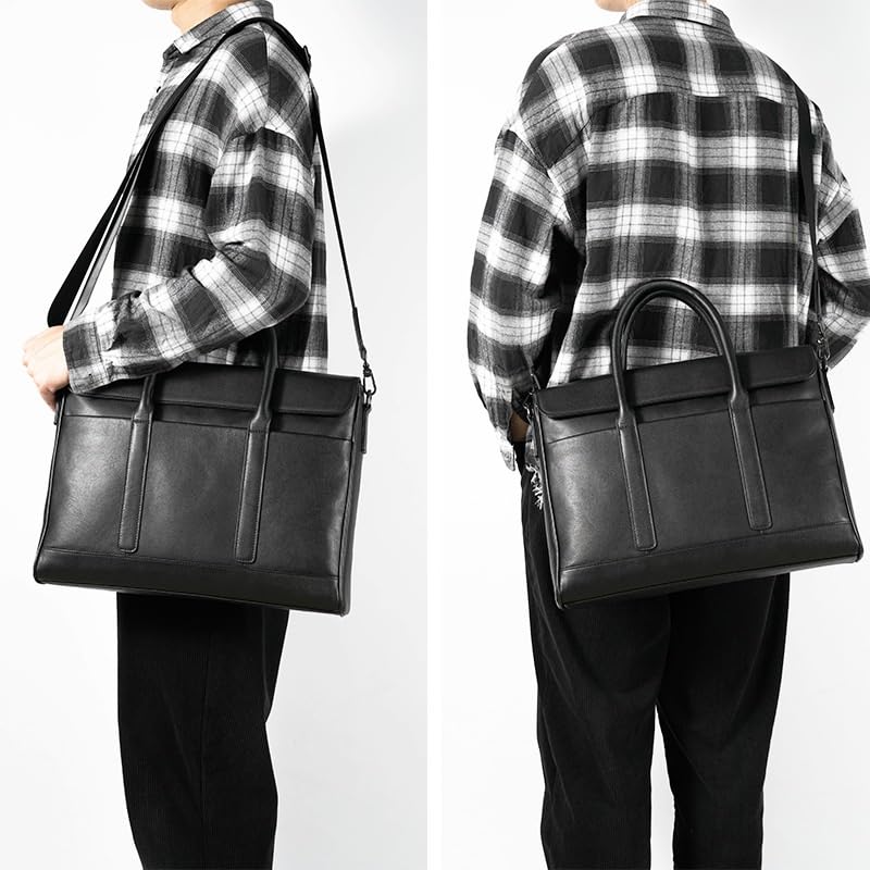 Nordic Men's Briefcase Genuine Leather Computer Handbag Business Casual Shoulder Bag for Office Commute4