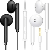 MAS CARNEY WH6 Vezetékes Fülhallgató, In-Ear Fejhallgató Sztereó Hanggal, Kompatibilis Samsung Galaxy, Huawei, Honor, iPad - Fekete/Fehér (2 1