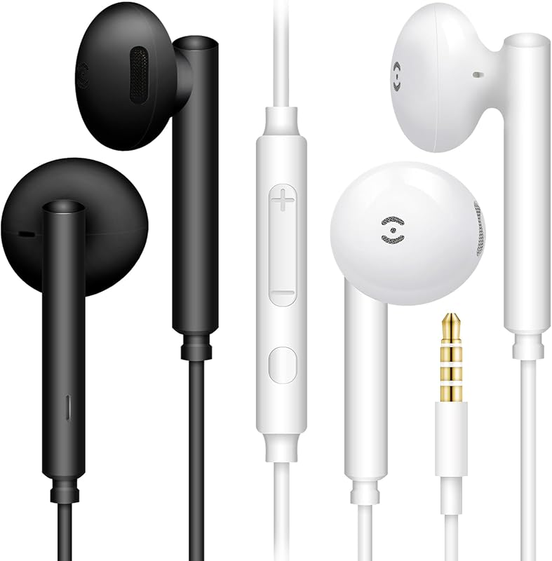 MAS CARNEY WH6 Vezetékes Fülhallgató, In-Ear Fejhallgató Sztereó Hanggal, Kompatibilis Samsung Galaxy, Huawei, Honor, iPad - Fekete/Fehér (2
