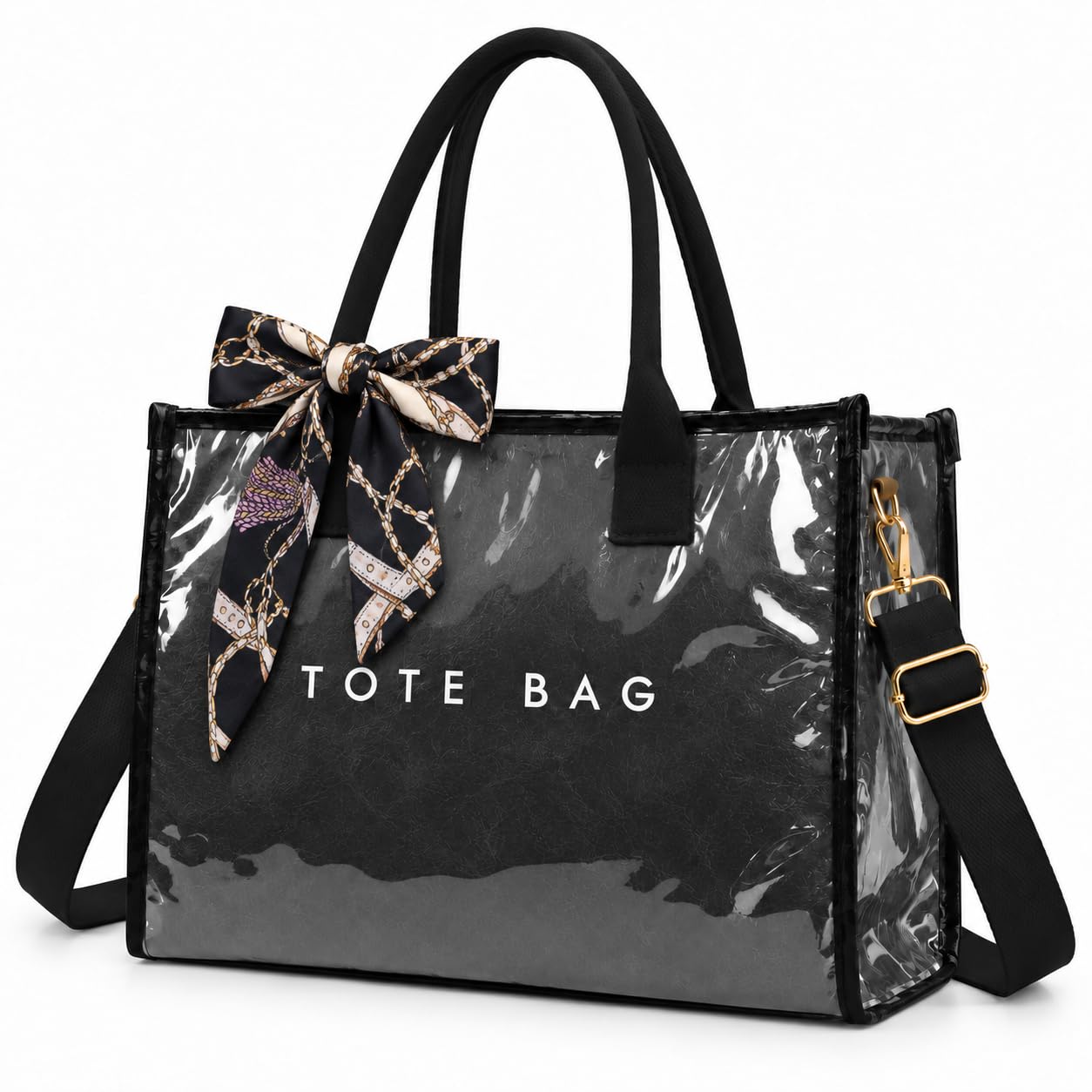 GISMTR Women's PVC Letter Print Tote Bag, Purse with Shoulder Strap