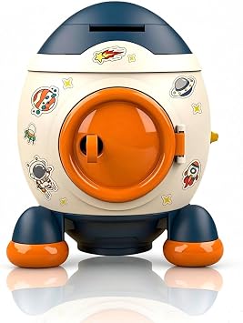 Piggy Bank, Money Bank Space Rocket Cartoon Style Money Bank