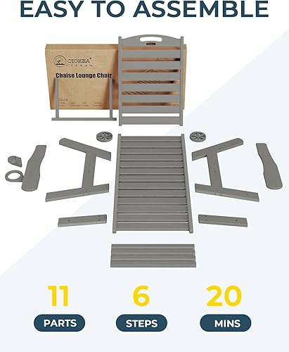 Miniatura 7 de Tumbona de exterior extragrande con 5 posiciones, de polietileno de alta densidad (HDPE), con ruedas y portavasos, para patio, terraza, piscina o