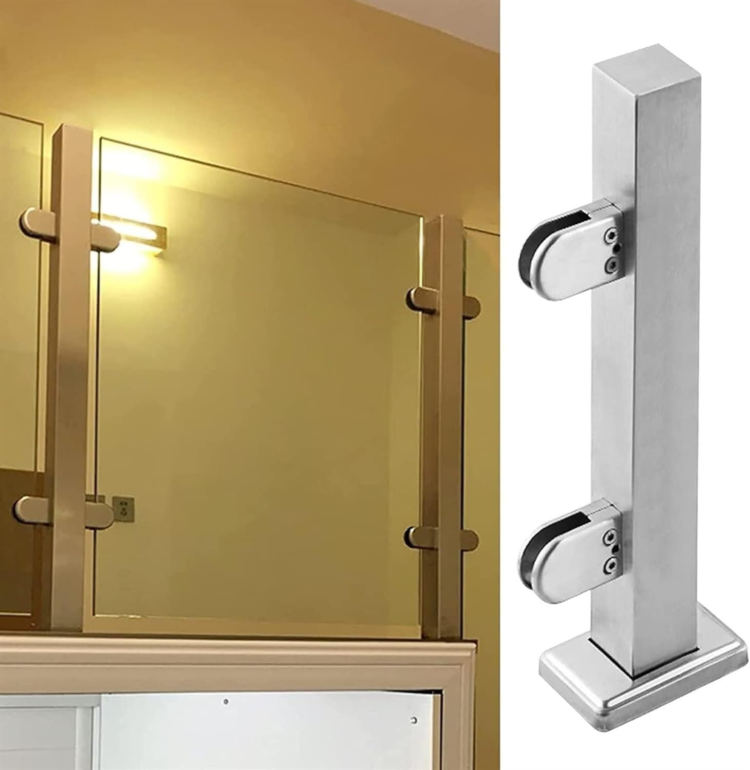 GHHVFEC Stainless Steel Glass Railing Post Balustrade Clamp For Wood/Plastic/Acrylic/Metal Panels 105Cm End Post For Safety And Style,105cm/41.3