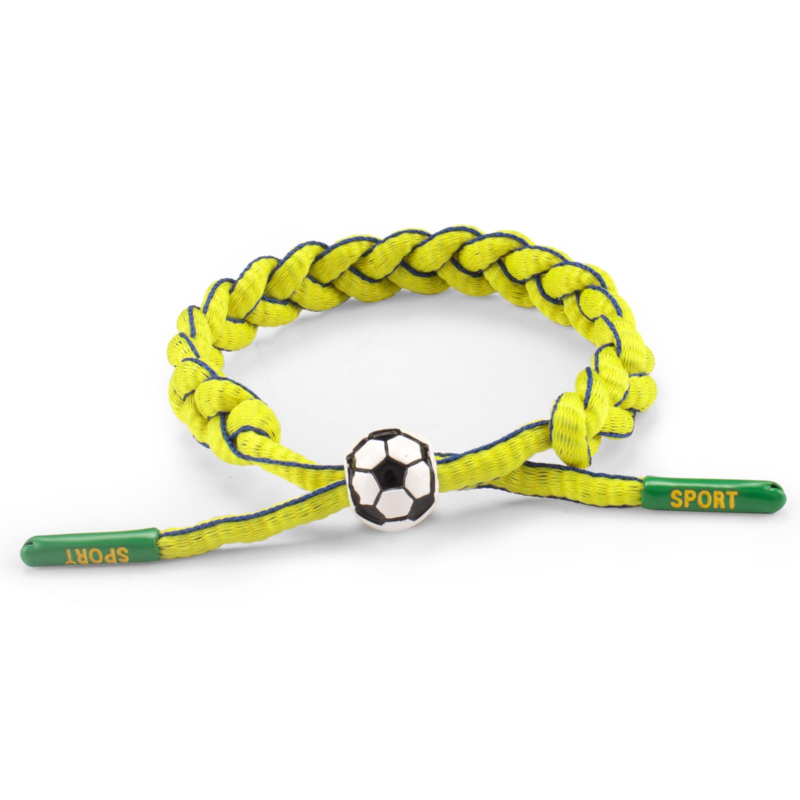 Soccer Braided Bracelet for Fans, Brazil National Team Colors Sports Bracelets, Adjustable Handmade Friendship Bracelet for Men Women, Game Day Accessory, Athletic Fan Gear, Gift for Soccer Lovers