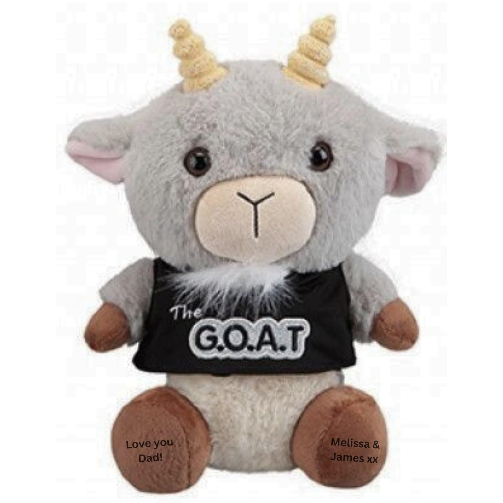 Personalised The G.O.A.T. Plush Soft Toy 23 cm Fathers Day Birthday Dad Gift (Grey Face)