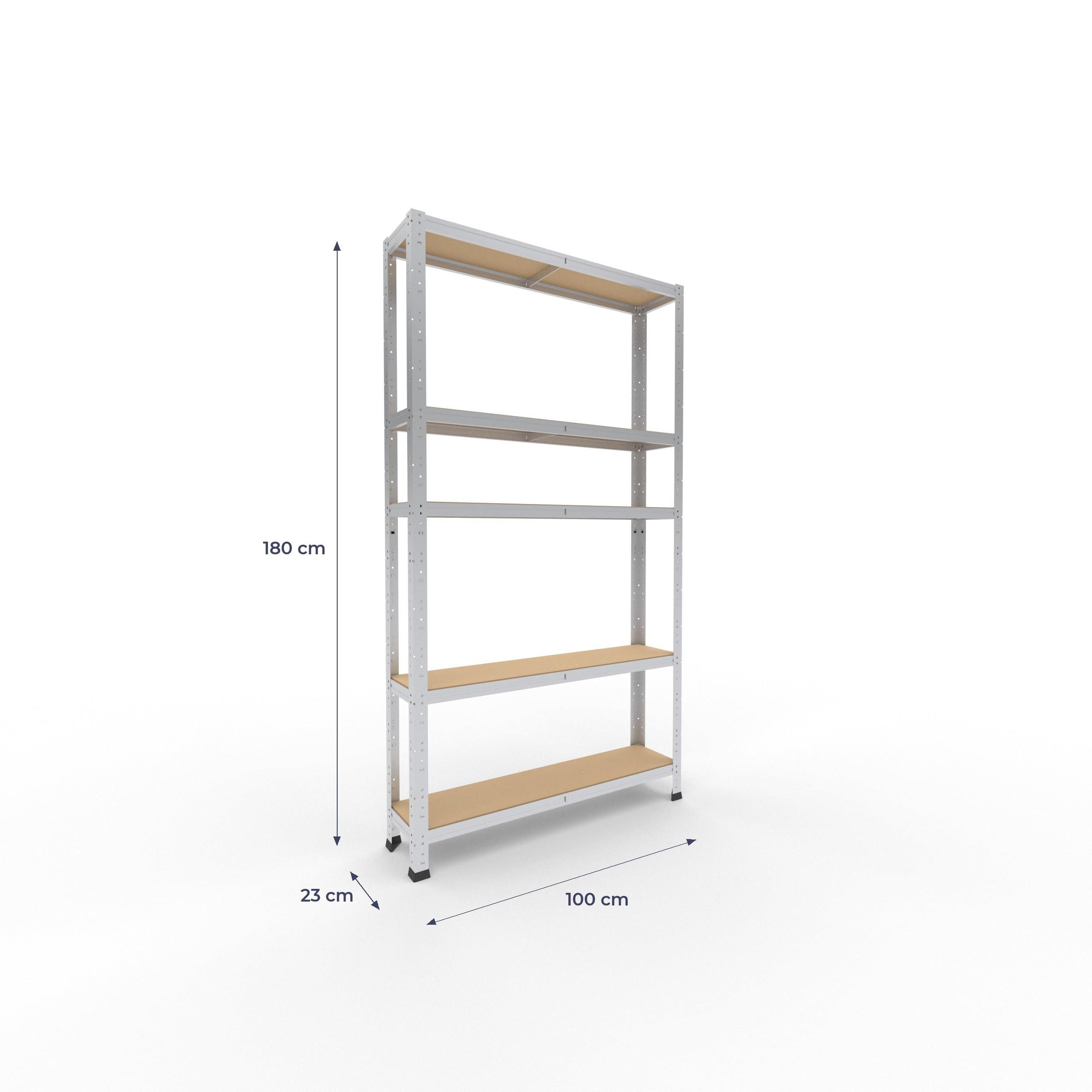 shelfplaza® 180x100x23cm Home Schwerlastregal verzinkt/Metallregal mit 5 Böden/Kellerregal Metall, Garagenregal, Werkstattregal oder Regal Lagerregal/Steckregal Metall mit 175kg Tragkraft