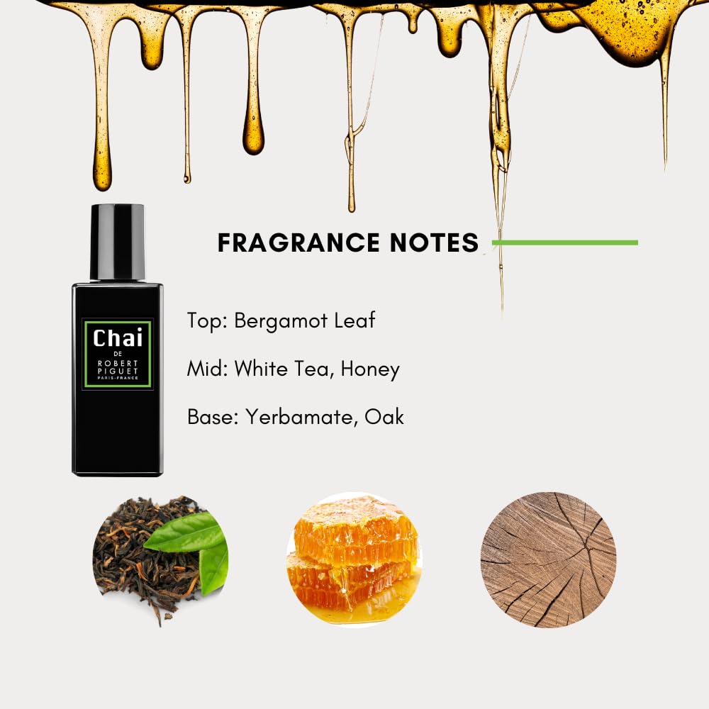 Robert Piguet Chai Eau de Parfum Spray - Unisex Aromatic Perfume with Notes of Bergamot, White Tea & Oak - Made in France, 3.4 Fl Oz