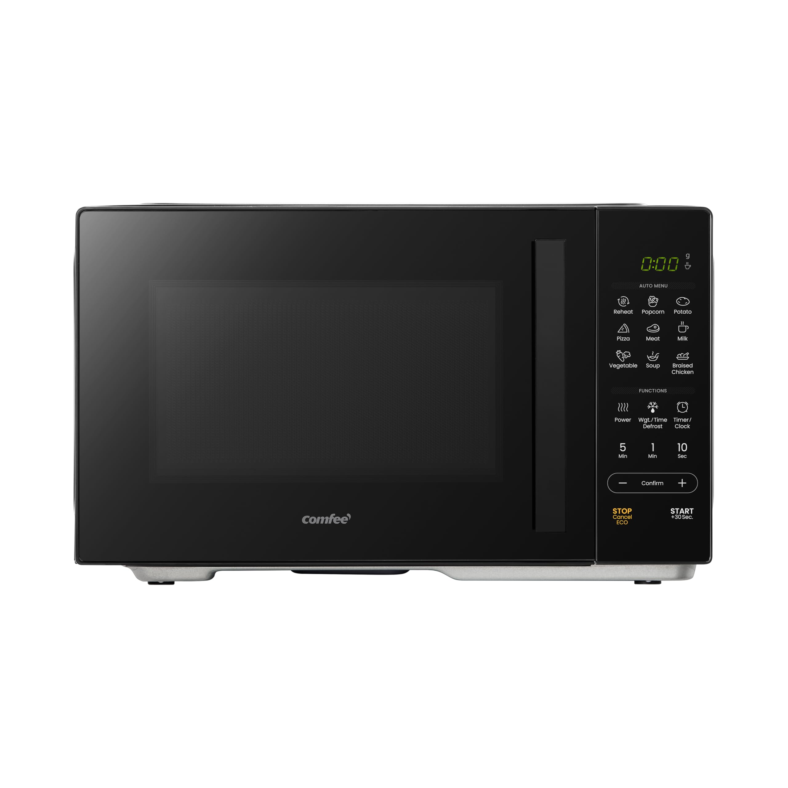 COMFEE' 23L Digital Solo Microwave Oven, 900W Compact Countertop Microwave with Inverter,9 Auto Menus, 5 Power Levels, Express Cook,Defrost, Easy Control, Timer, ECO Mode, Black - CMO-E232NL(BK)
