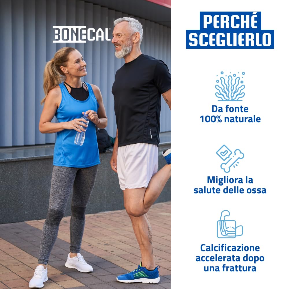 Integratore di Calcio Algale 100% vegetale Aquamin®, Vitam. K2, D3 (1000 UI), Salute delle ossa-denti-muscoli, No glutine, Pharmanutra BONECAL 20BUST OFFERTA TRE CONFEZIONI