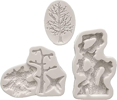 Fondant Mould 3 Pieces Plant Pine Silicone Mold Easy To Demold Mountain Sugar Mold Easy To Clean Crystal Dripping Mold