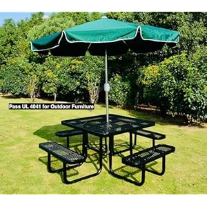 46 steel square picnic tableexpanded metal outdoor table black  urban country home decor