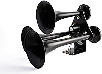 Vista 1 de Viking Horns Bocina de aire de tres trompetas (negro) paso bajo Extremadamente ruidoso (152dB) - [V307B]