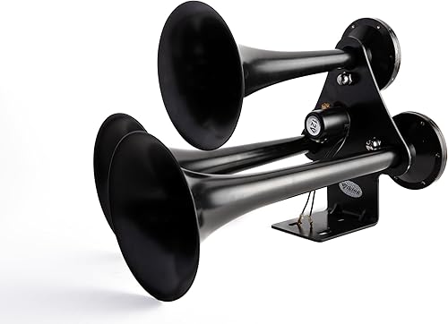 Miniatura 2 de Viking Horns  Bocina de aire de tres trompetas (cromo)  Paso bajo  Extremadamente fuerte (152 dB) - V307