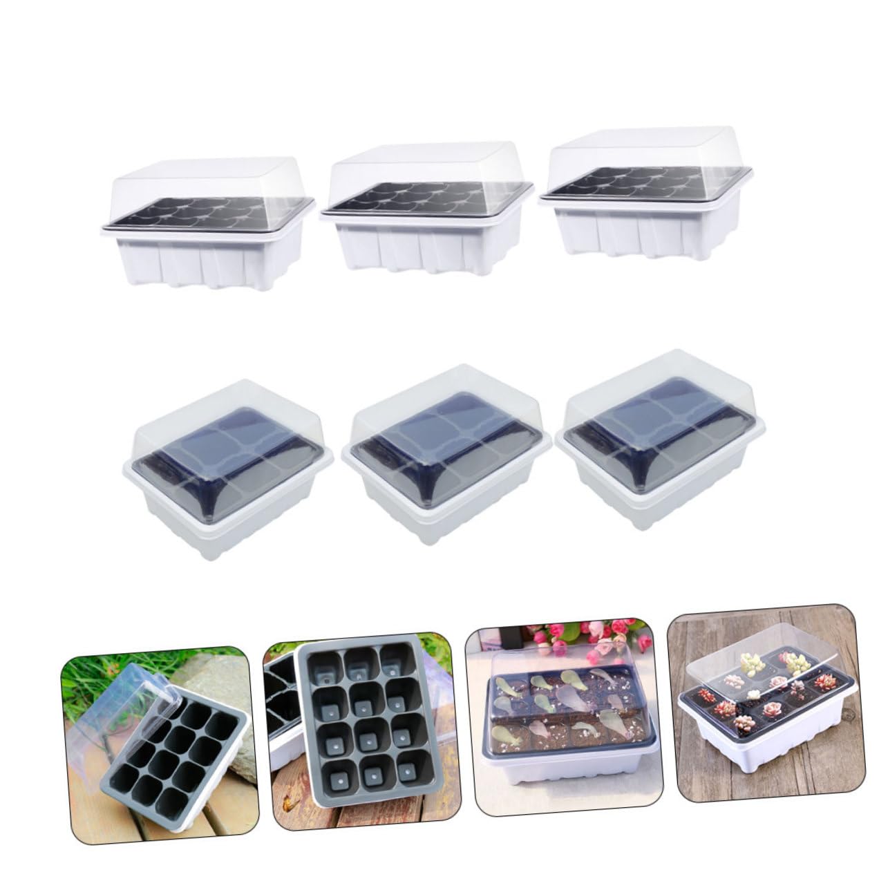 Sosoport 2 Set Scatola per Piantine Vassoi Pianta Piante Antipasto Fioriere in Piedi All'aperto Scatola di Antipasti di Verdure Piatto da Vivaio Plastica 6 Pezzi * 2
