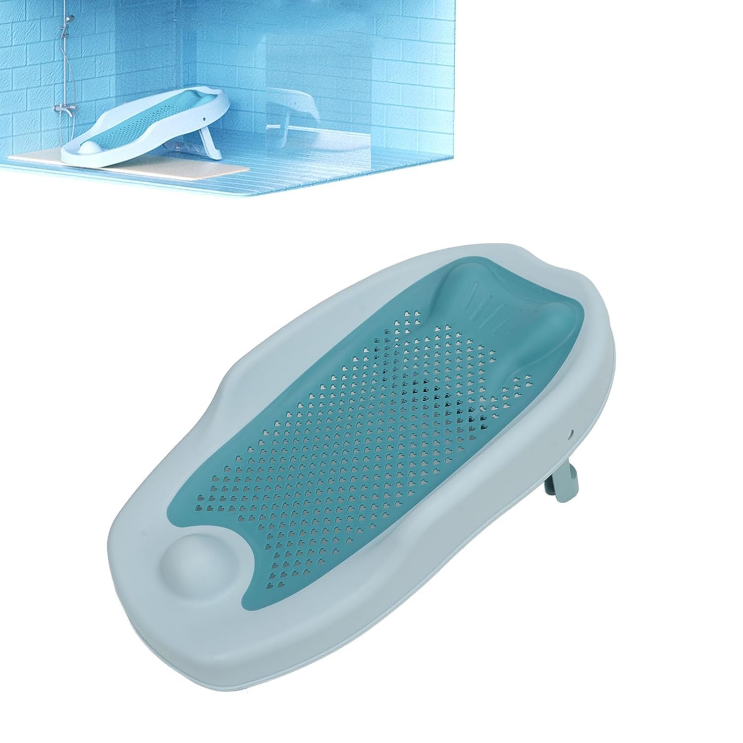 Folding Bath tub for New Born Baby Bather Ergonomically Designed Collapsible Bath Chair for New Born Baby tub Anti Slip Silicone Baby seat 0-6 Months Essential Baby Bath Time Accessory Blue