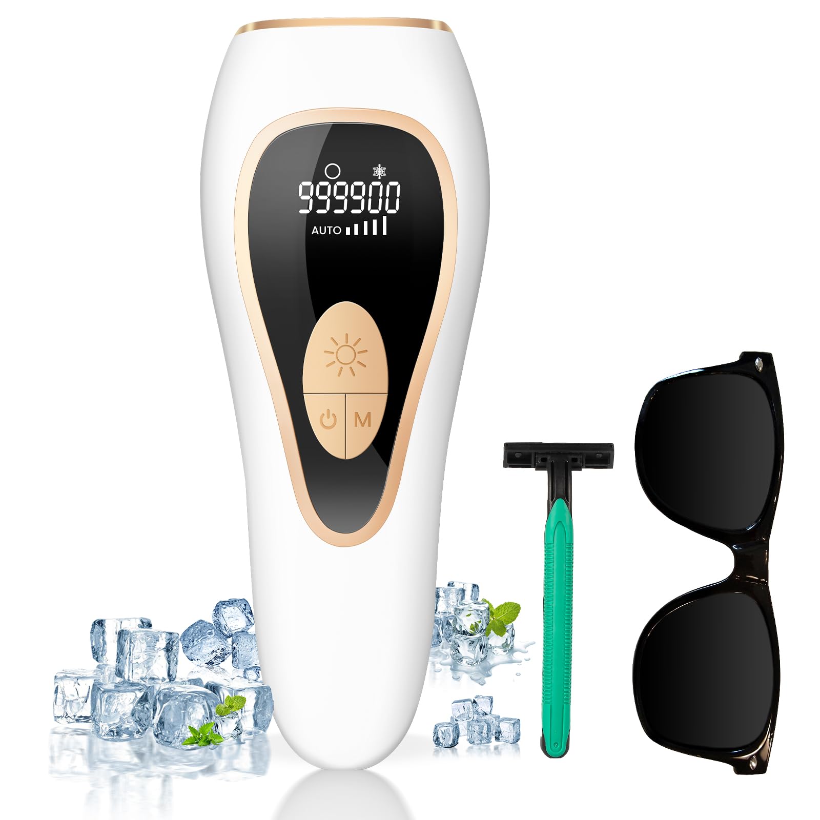 IPL Laser Hair Removal for Women and Men, Permanent and Painless Hair Removal Device, 999900 Flashes Body and Facial Hair Removal at Home with Cooling System