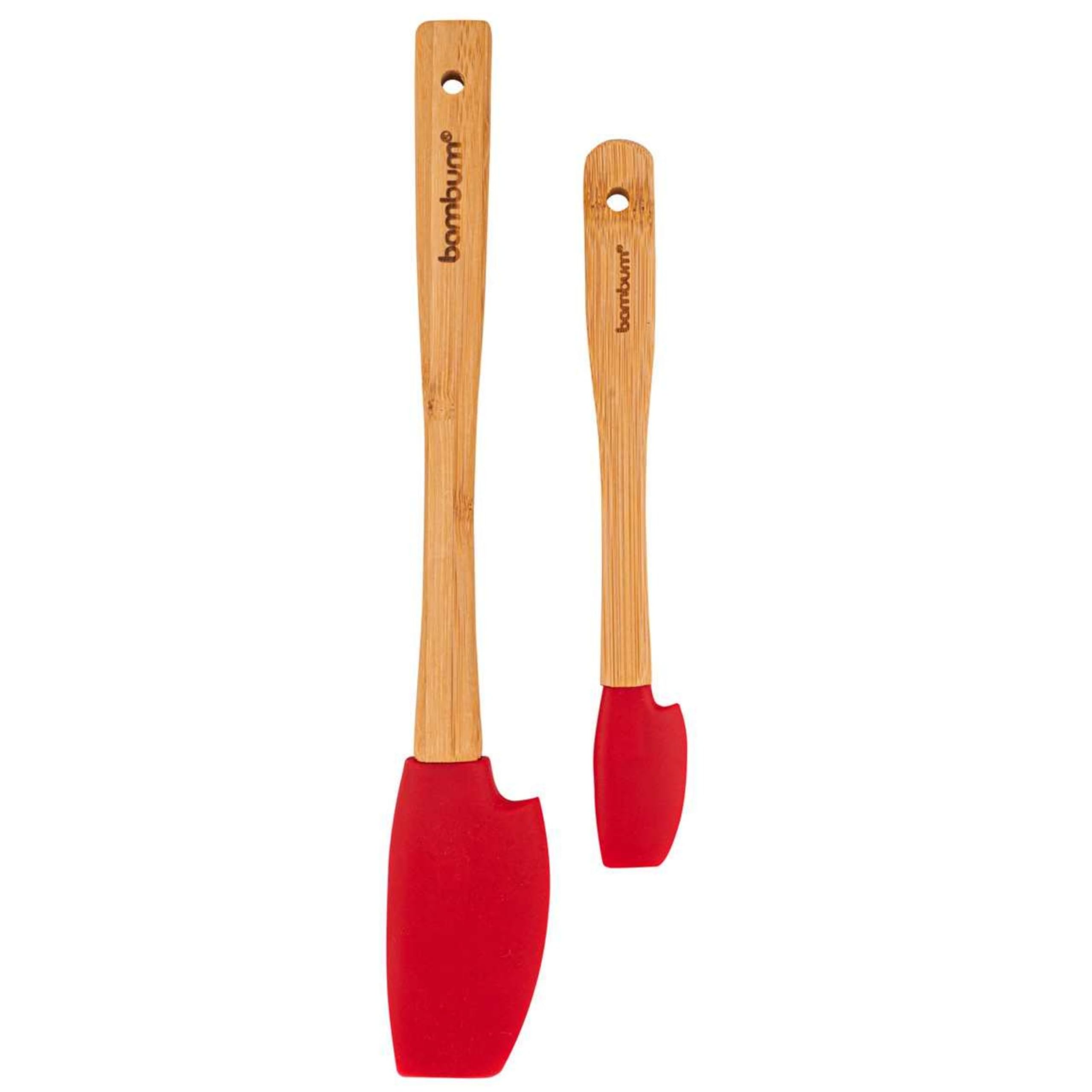 Bambum Silikon Spatula 2'li ahşap saplı set