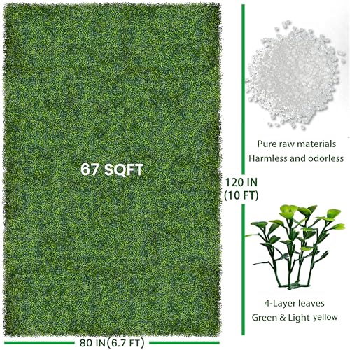 Image of ODTORY Artificial Boxwood Roll Panels, 80X120 in(67 sqft) Yellow Green | UV-Anti Fake Ivy Vine Hedge Covering, Privacy Fence Screen, Faux Greenery Grass Wall Backdrop, Indoor /Outdoor Home Decor