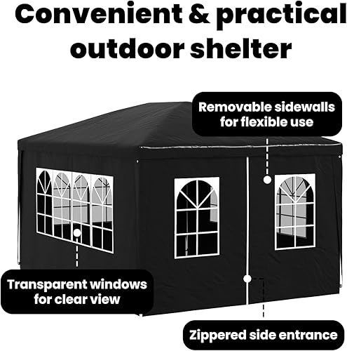 Vista 58 de vidaXL Tienda de campaña para fiestas al aire libre, 9 pies 10 pulgadas x 9 pies 10 pulgadas, resistente a los rayos UV y al agua, carpa de jardín