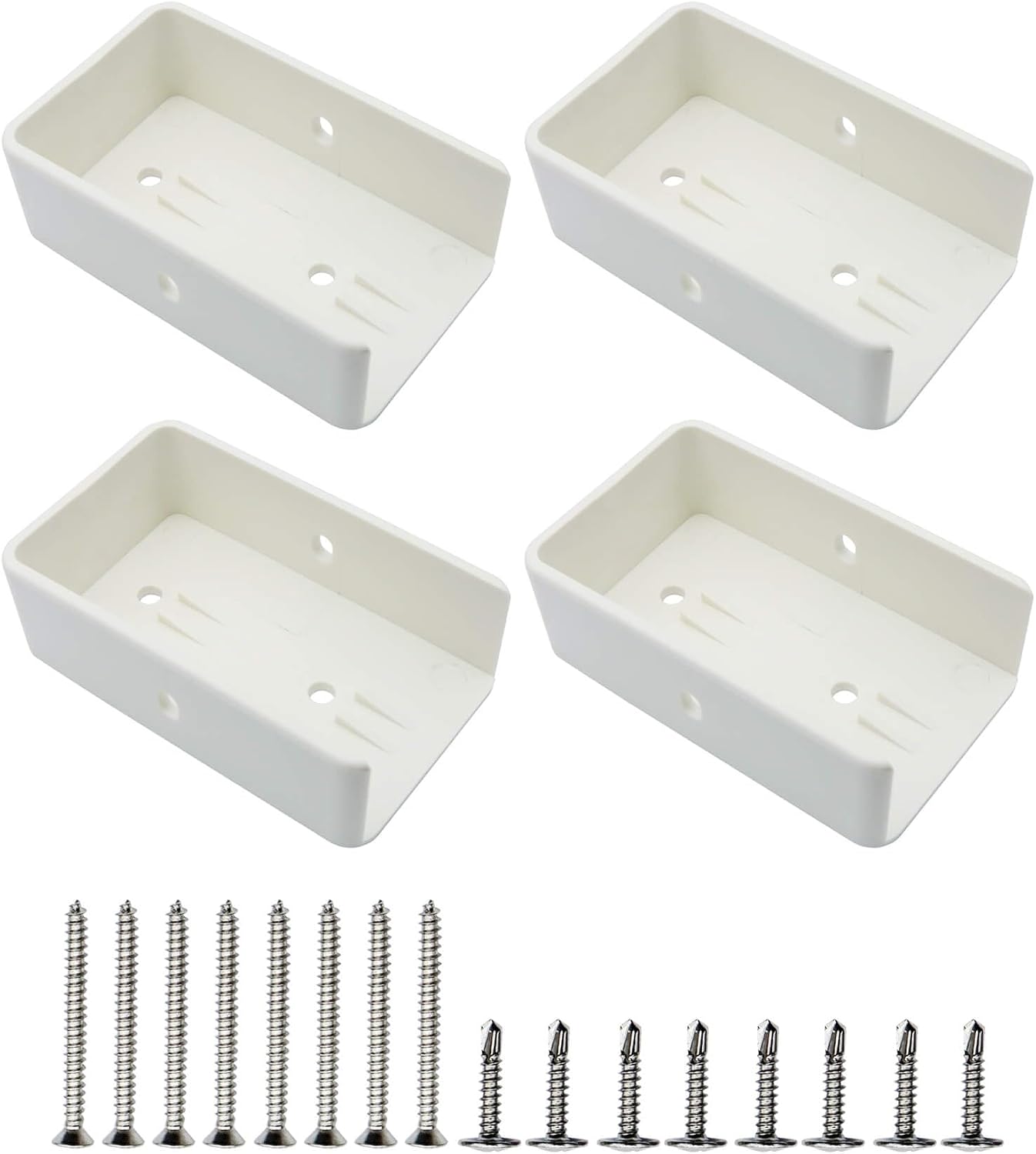 2″ x 3.5″ Vinyl Fence Brackets, Slotted Handrail Bracket Kit with Screws for Decking Railing, Mount to Wall or Other Vertical Flat Surface, Pack of 4