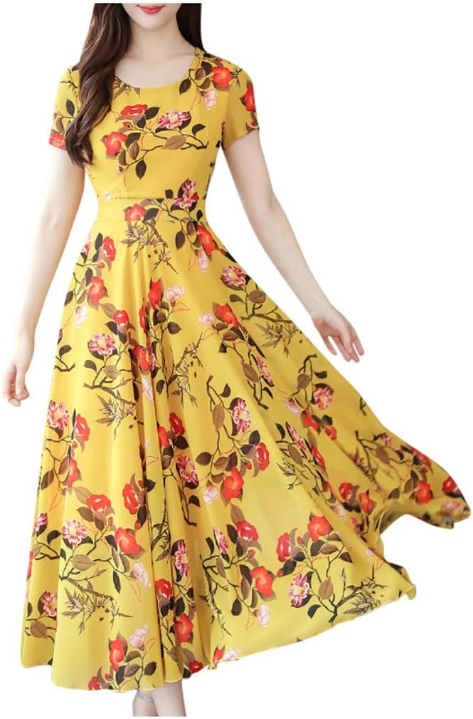 Women Dress Plus Size V Neck Flower Print Lace Up Long Sleeve Loose Boho Dress Party Maxi Dresses