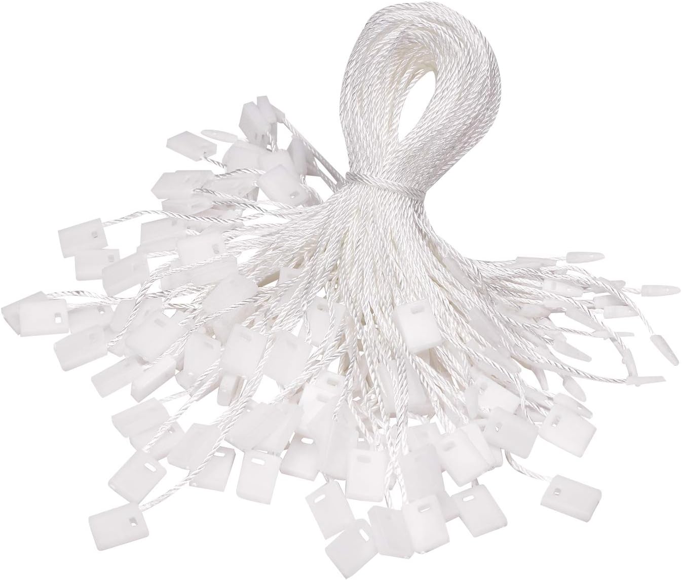 Tupalizy 7 Inch Nylon Hang Tag String for Clothes Gift Bags Price Tags Shoes Snap Lock Pin Loop Fastener Hook Ties Tag Rope for Belts Pocket Squares Luggage Label Attachment, 120PCS (White)