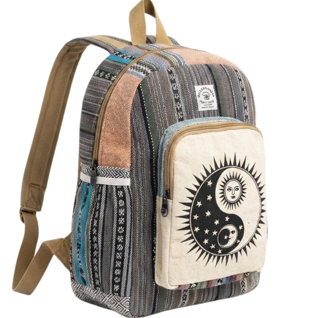 Vintage Sun & Moon Tribal Canvas Backpack | Unisex Ethnic Laptop Rucksack for College, Travel, Office, Hiking & Everyday Use-image-25