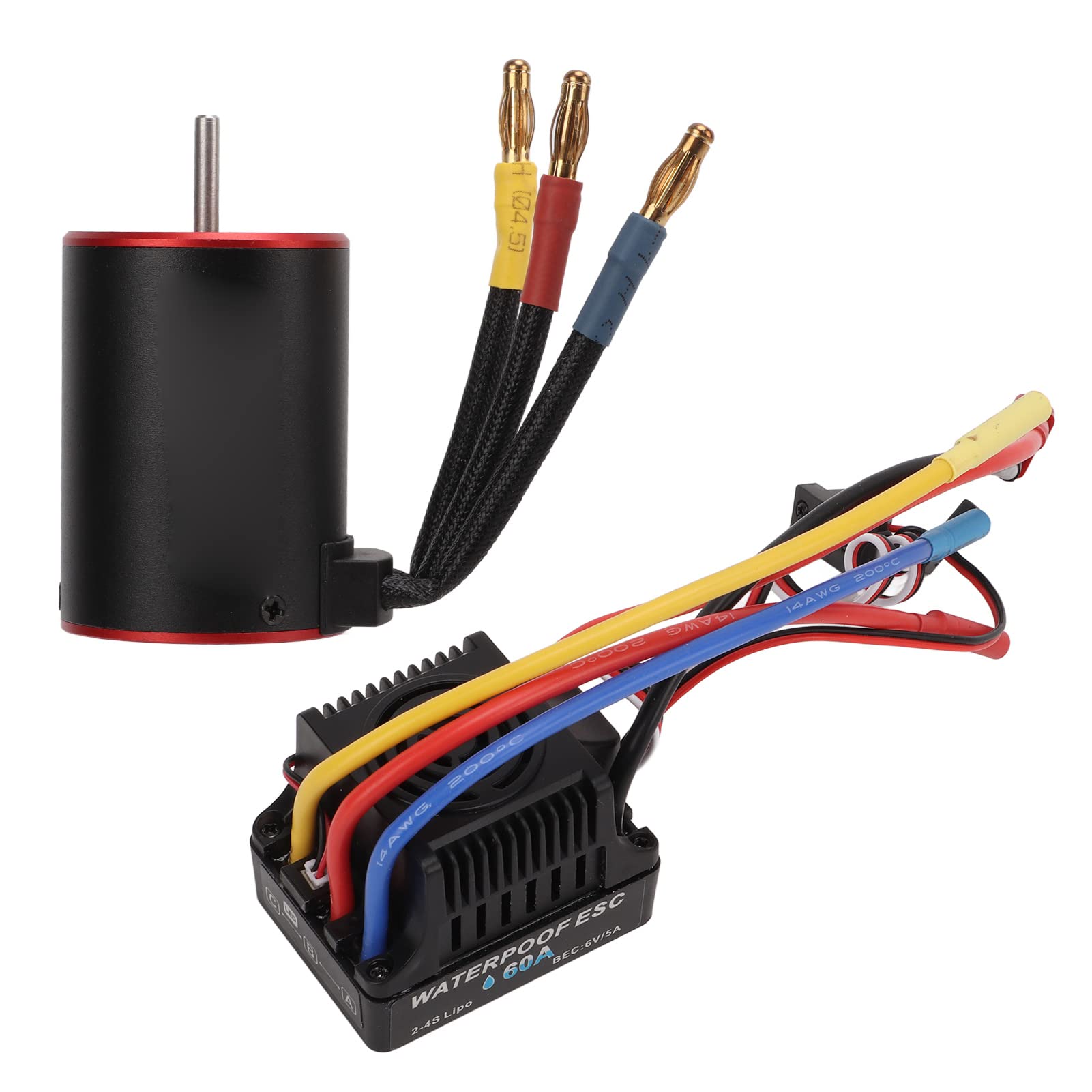 Motor sin escobillas impermeable 3650 3900KV, ESC de 60 A, regulador eléctrico, cable largo para coche RC 1/8 1/10