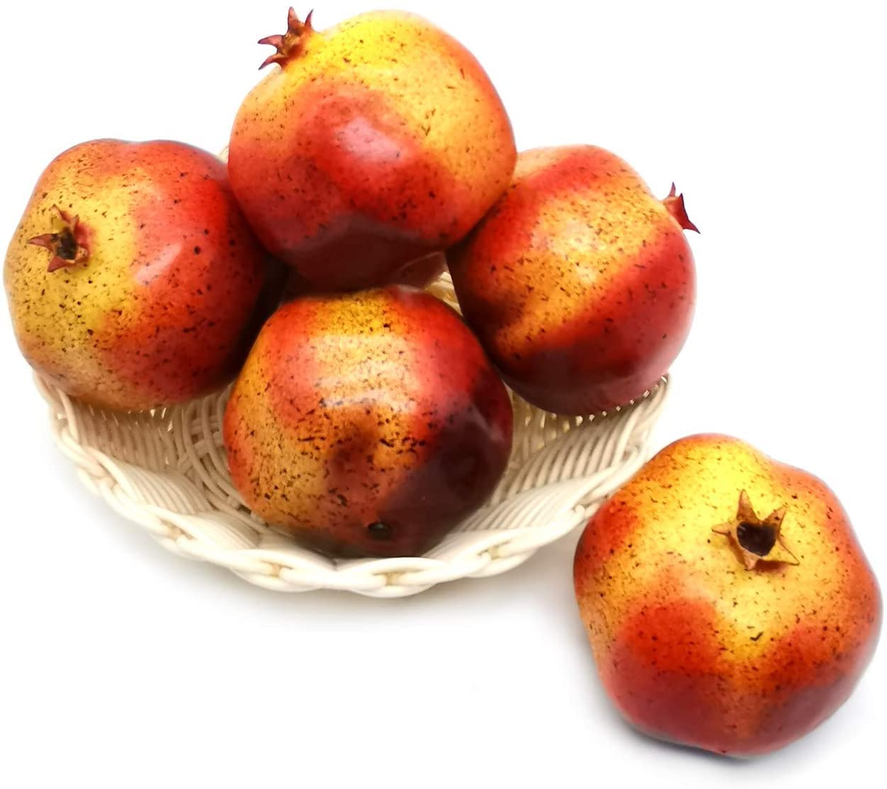 Ulalaza 6 piezas de fruta falsa granada realista, modelo decorativo para hogar, cocina, fiesta y escritorio