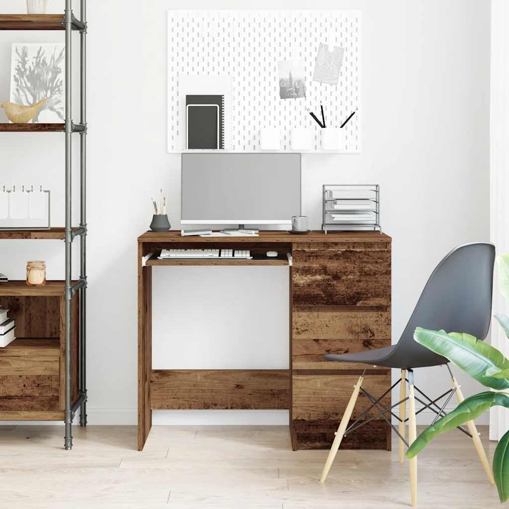 vidaXL Bureau vieux bois 90x45x76 cm bois d'ingénierie, bureau d'ordinateur, bureau d’écriture, mobilier de bureau à domicile, bureau d'étude