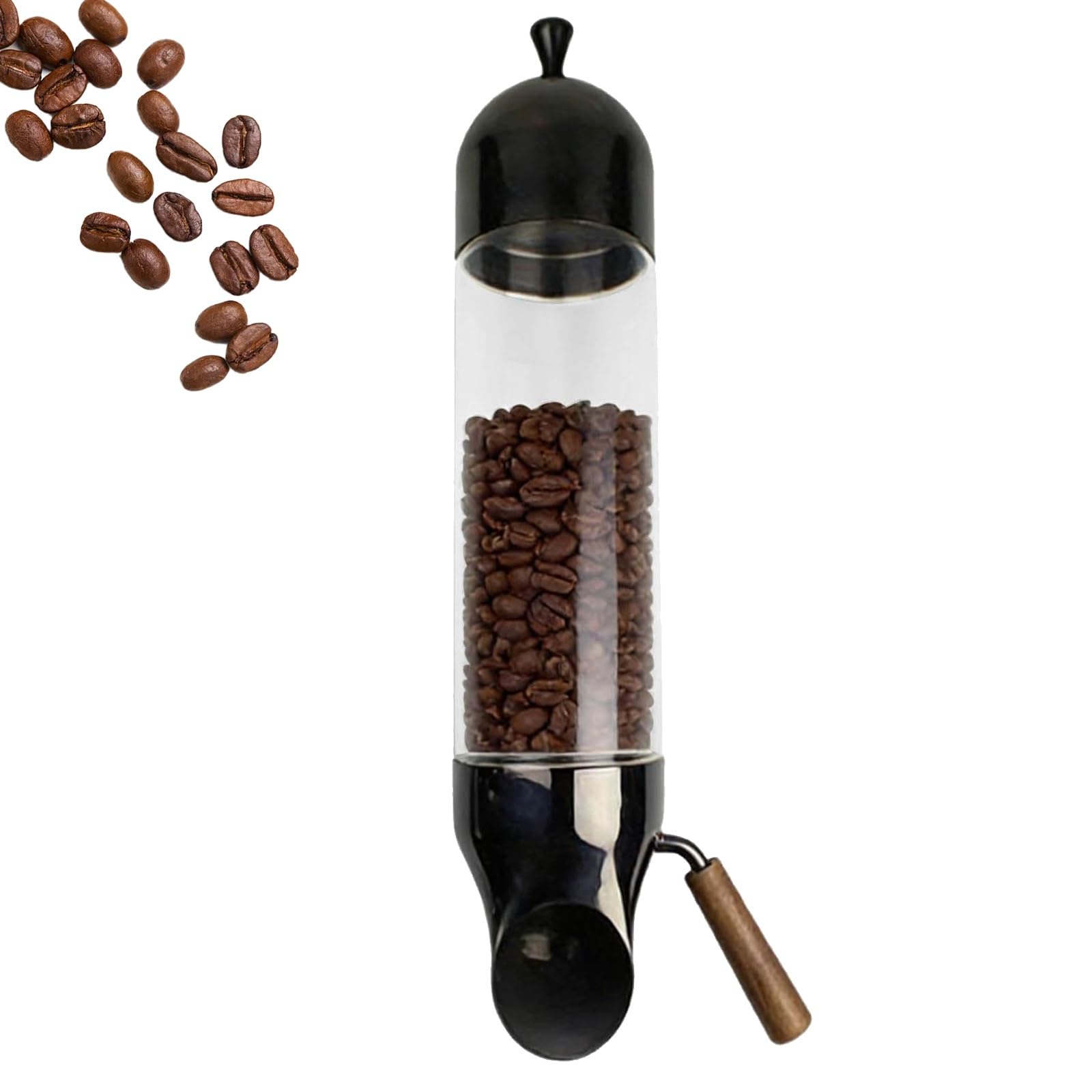 VitalisWorks Coffee Bean Storage Dispenser, Wall-Mounted Cereal Container, Adjustable Bean Output, Suitable for Coffee Beans, Candy, Tea, and Grains (Black 80cm)