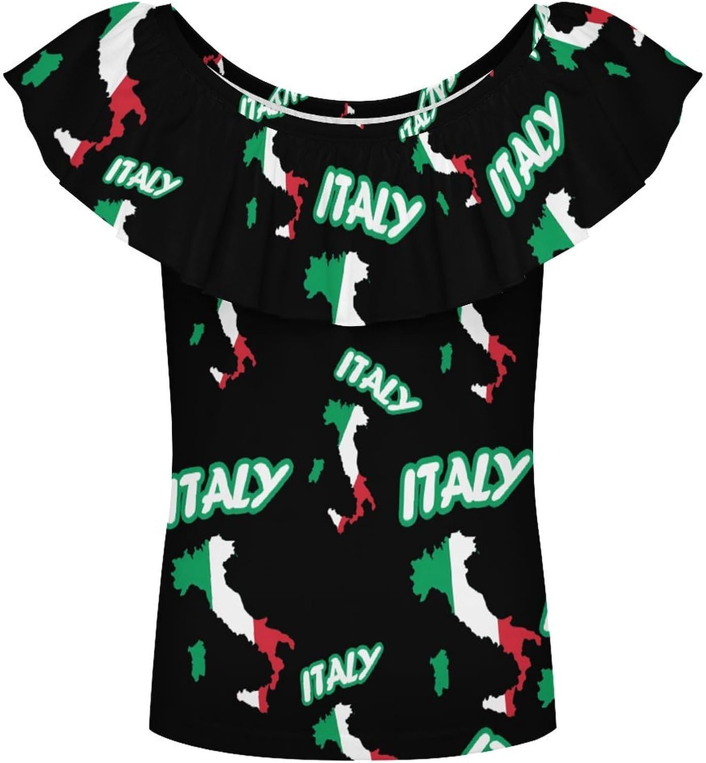 Italy Map Italian Flag Girls T-Shirts Top Ruffle Short Sleeve Blouse Casual Graphic Tees