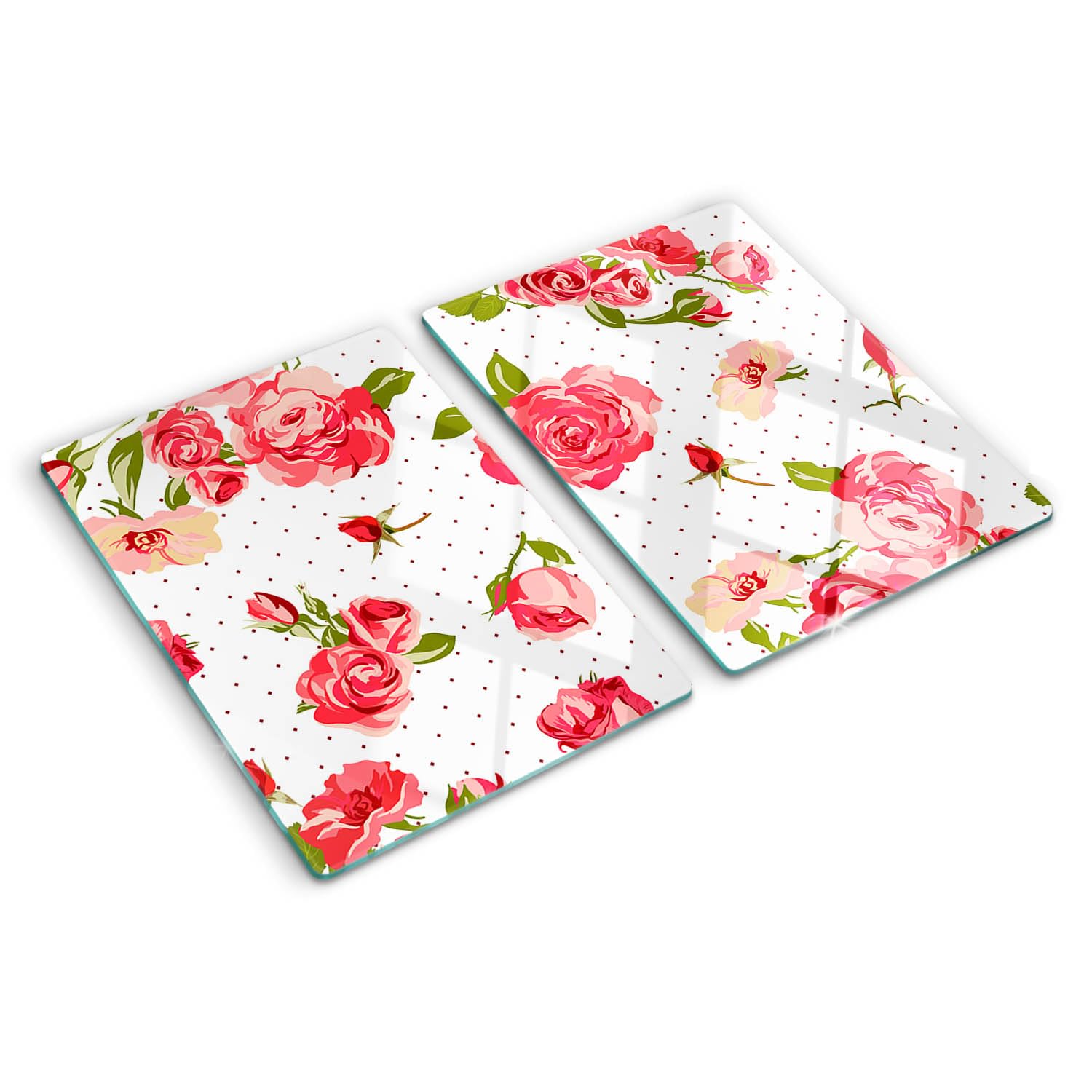 Planche de cuisine en verre 2x40x52 cm motifs roses avec bords polis