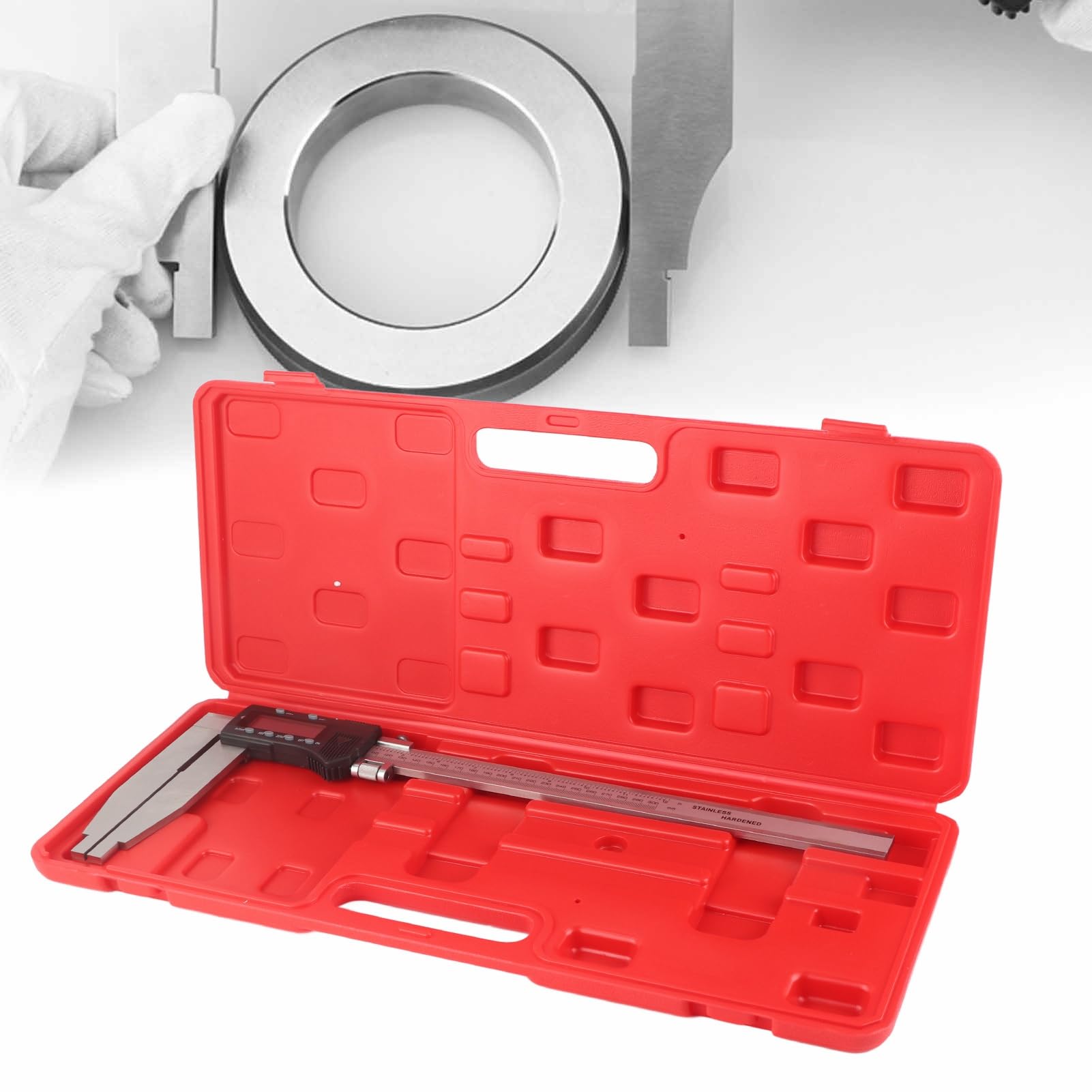 Suwmiarka elektroniczna, suwmiarka cyfrowa ze stali nierdzewnej 0-300 Mm/12 cali, ekran LCD z długą szczęką, futerał do przenoszenia, cyfrowe suwmiarki