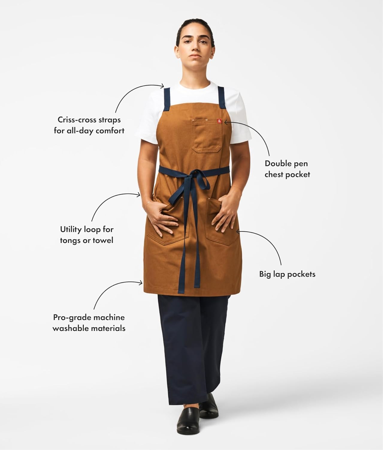 hedley & bennett Crossback Apron - Crossback Chef Apron with Pockets - 100% Cotton Canvas, 8oz - Denver Brown