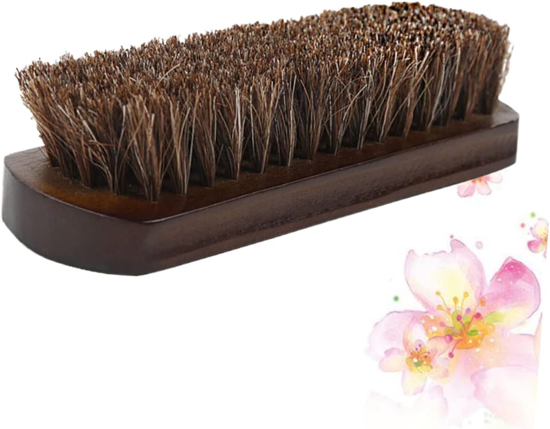 Horse Bristle Cleaning Brush Brown for Shoes and Household Use