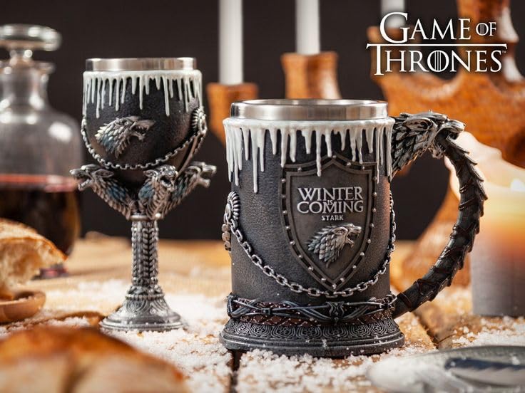 Image of 3D Mug Double Wall Stainless Steel Resin Coffee Beer Mugs Game of Thrones (Mug and Goblet Set Pack of 02)