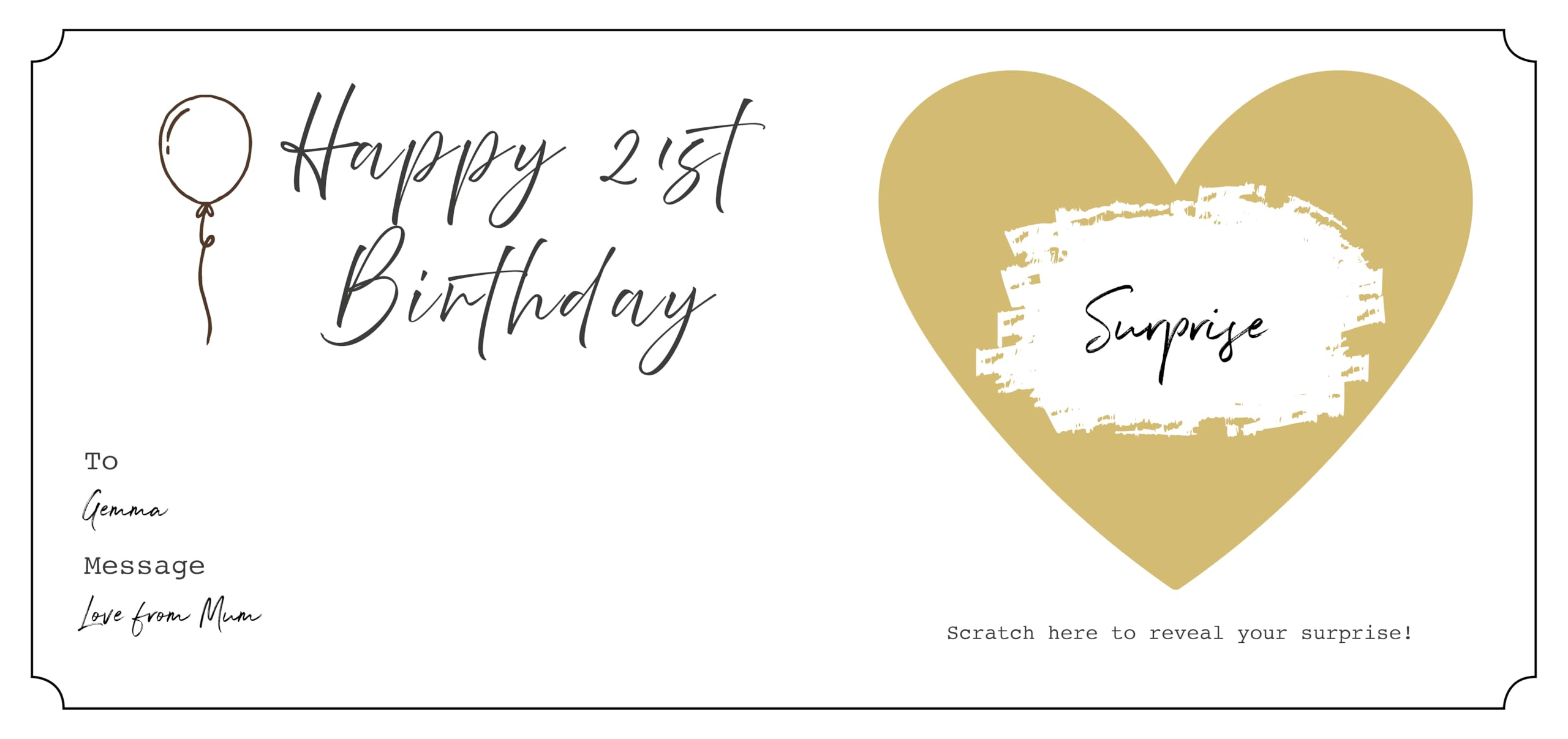 Happy 21st Birthday Scratch Card | Surprise Ticket | Personalisable - TICKET10