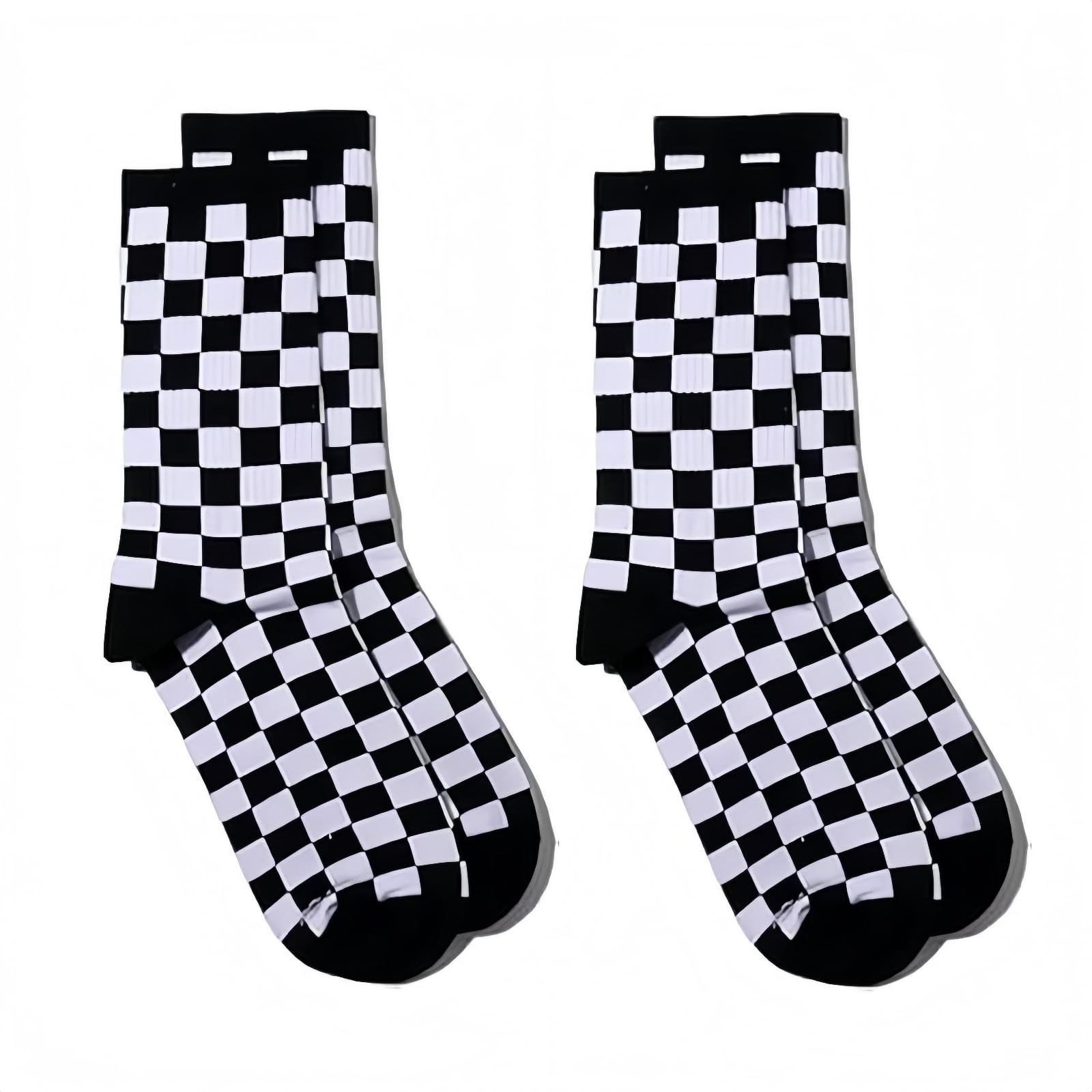 Clockjuan Unisex Black Fashion Harajuku Trends Women Checkerboard Socks Geometric Checkered Socks Men Hip Hop Cotton Print Skateboard