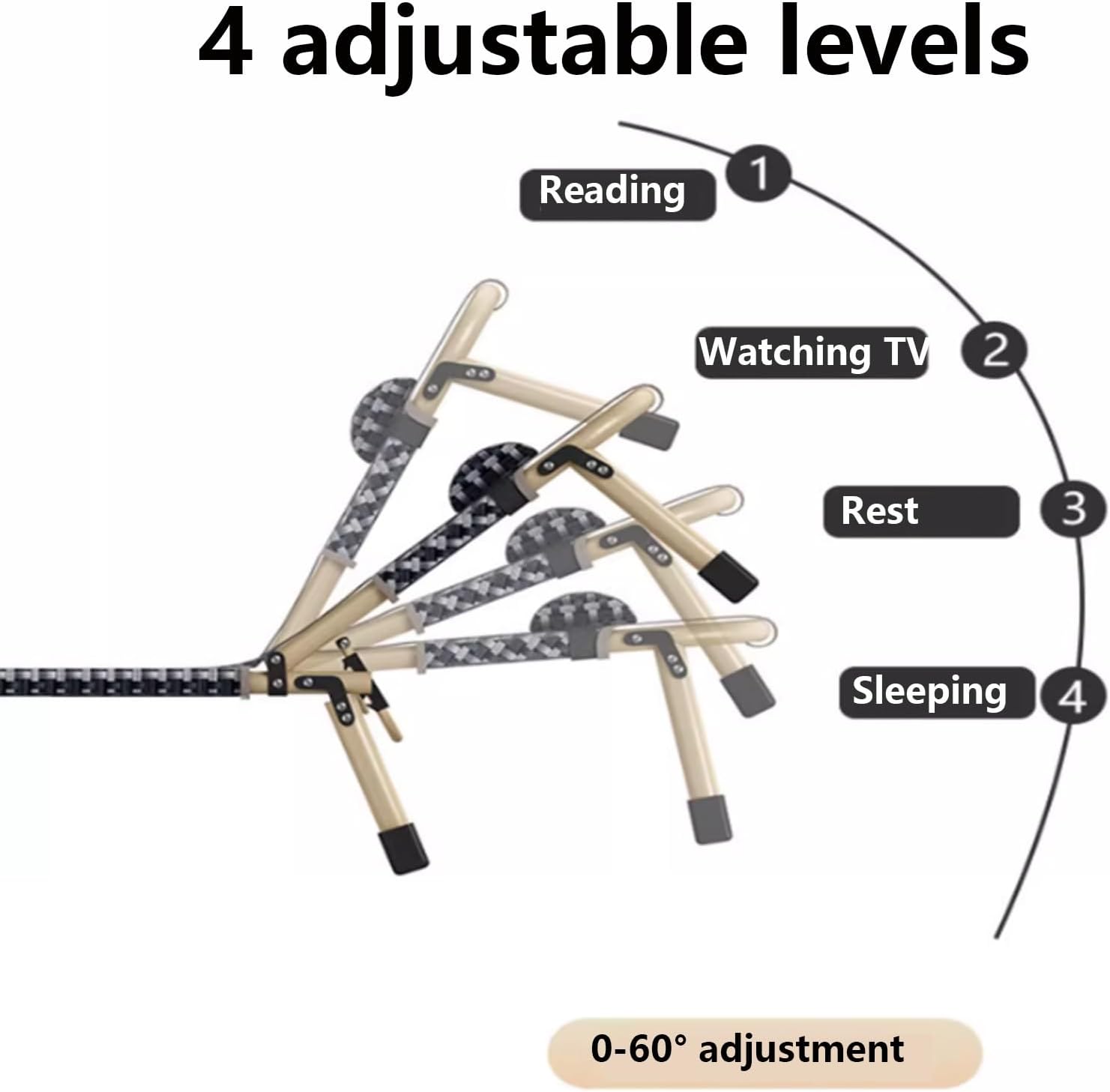 Extra Wide Camping Cot for Adults, Folding Reclining Chair with Pillow Portable Guest Bed for Sleeping Multi Use Fold Up Bed with Adjustable 4-Positions for Home, Office Bedroo