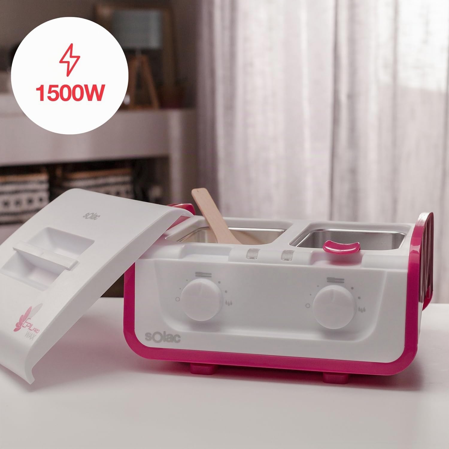 Solac - Scaldacera professionale DC7502 325W | Doppia vaschetta | Temperatura regolabile indipendente | Per tutti i tipi di peli e cere | Viso e corpo | Pelle sensibile | Depilazione rapida | Bianco