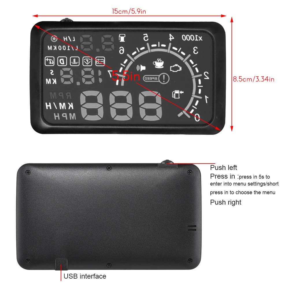 New HUD Auto Head Up Display Film 5.5Inch Windshield OBD2 II Car Speed Display