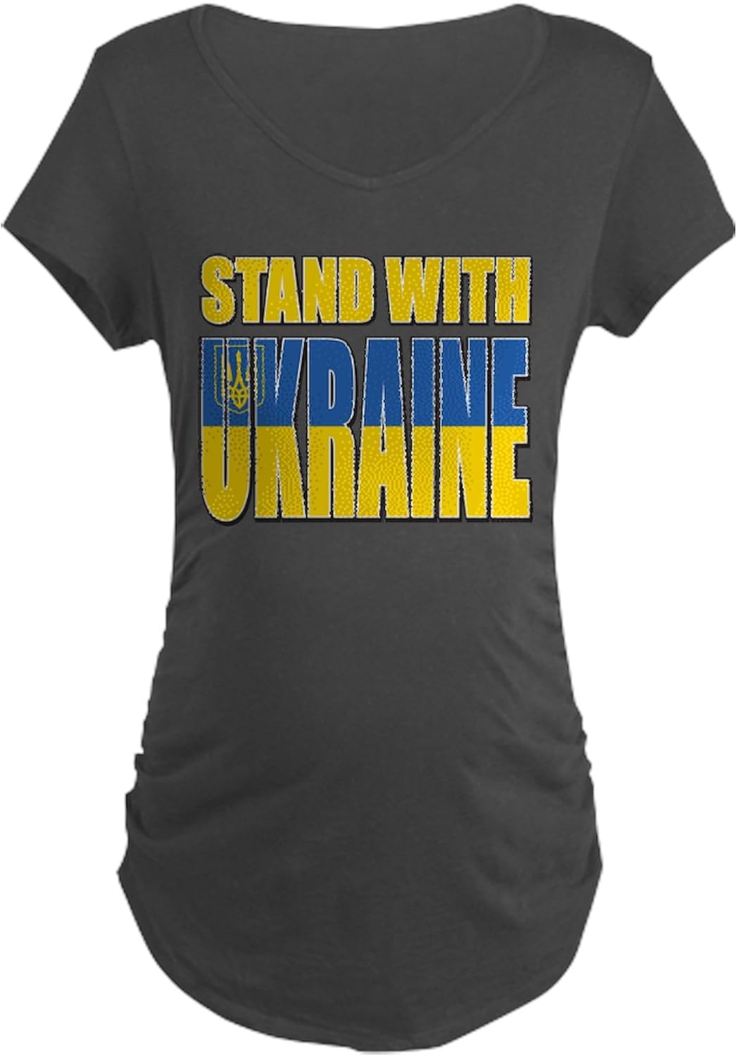 CafePress Stand with Ukraine Women's Maternity T Shirt Women's Maternity Ruched Side T-Shirt