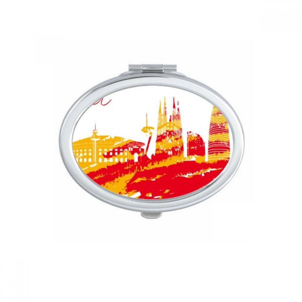 Miroir Barcelone art ovale maquillage compact de poche multicolore
