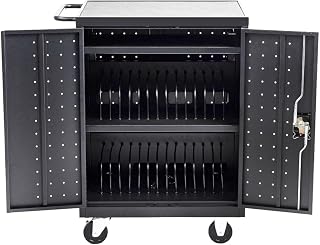 Pearington 32 Device Mobile Charging and Storage Cart for iPads, Chromebooks and Laptop Computers, Up to 13-inch Screen Size, Surge Protection, Front & Back Access Locking Cabinet