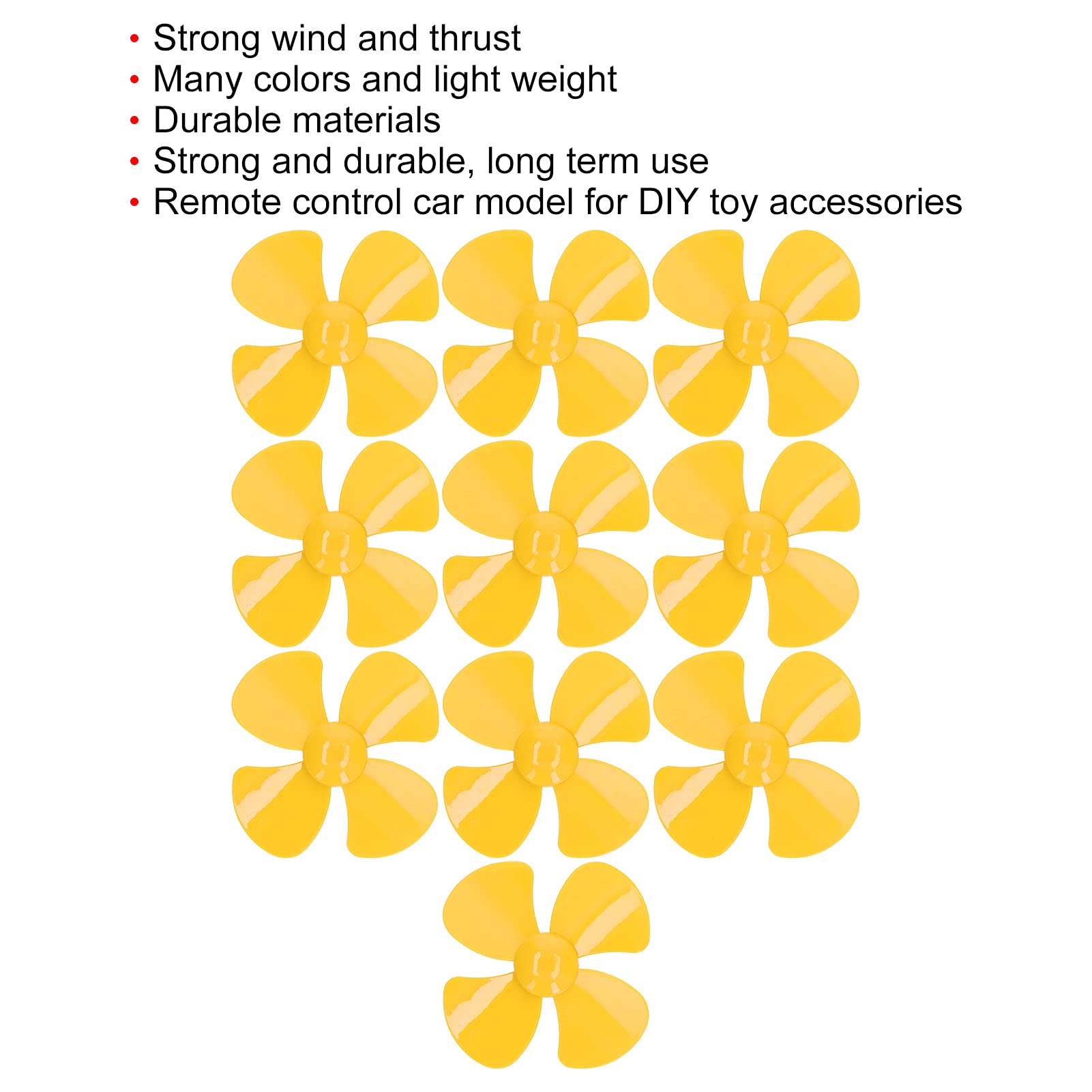Boat Propeller, 10Pcs Propeller 4 Blades Strong Wind Light Weight 40mm for DIY Toy Car Propeller Costume Headwear and Hats (Yellow) - Image 4
